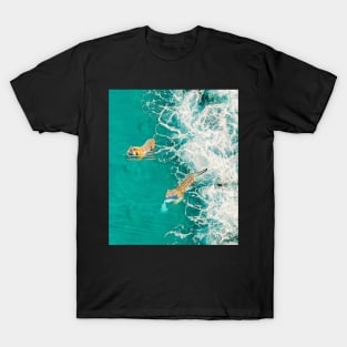 Big Cat Tiger Surfing At Beach T-Shirt